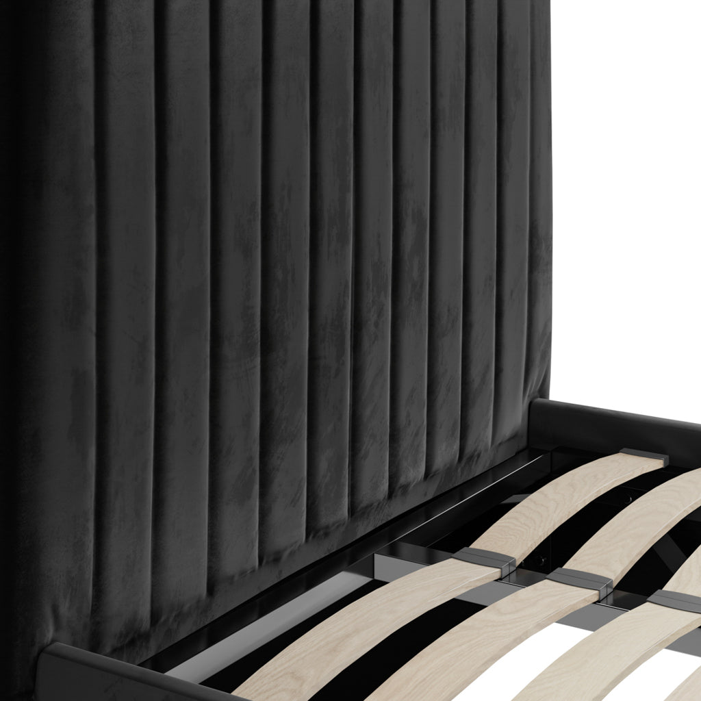 Berlin Black Velvet Tall Ottoman Single Bed